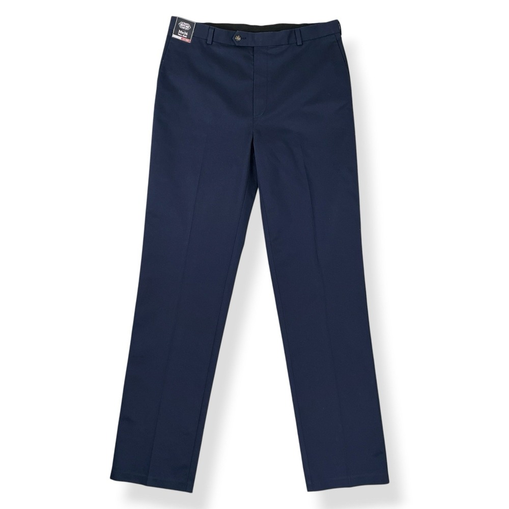 Roundtree & Yorke Pants Men 36x36 Blue Classic Fit Flat Front Stretch Chino NWT